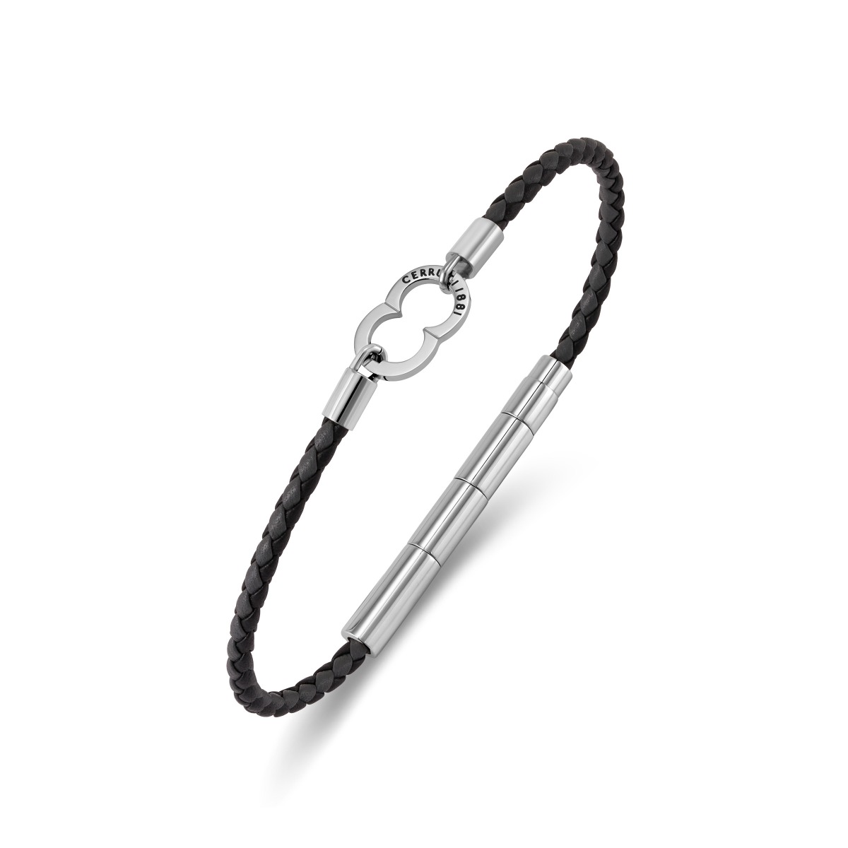 Cerruti 1881 Saverio Men Black and Grey Leather Bracelet