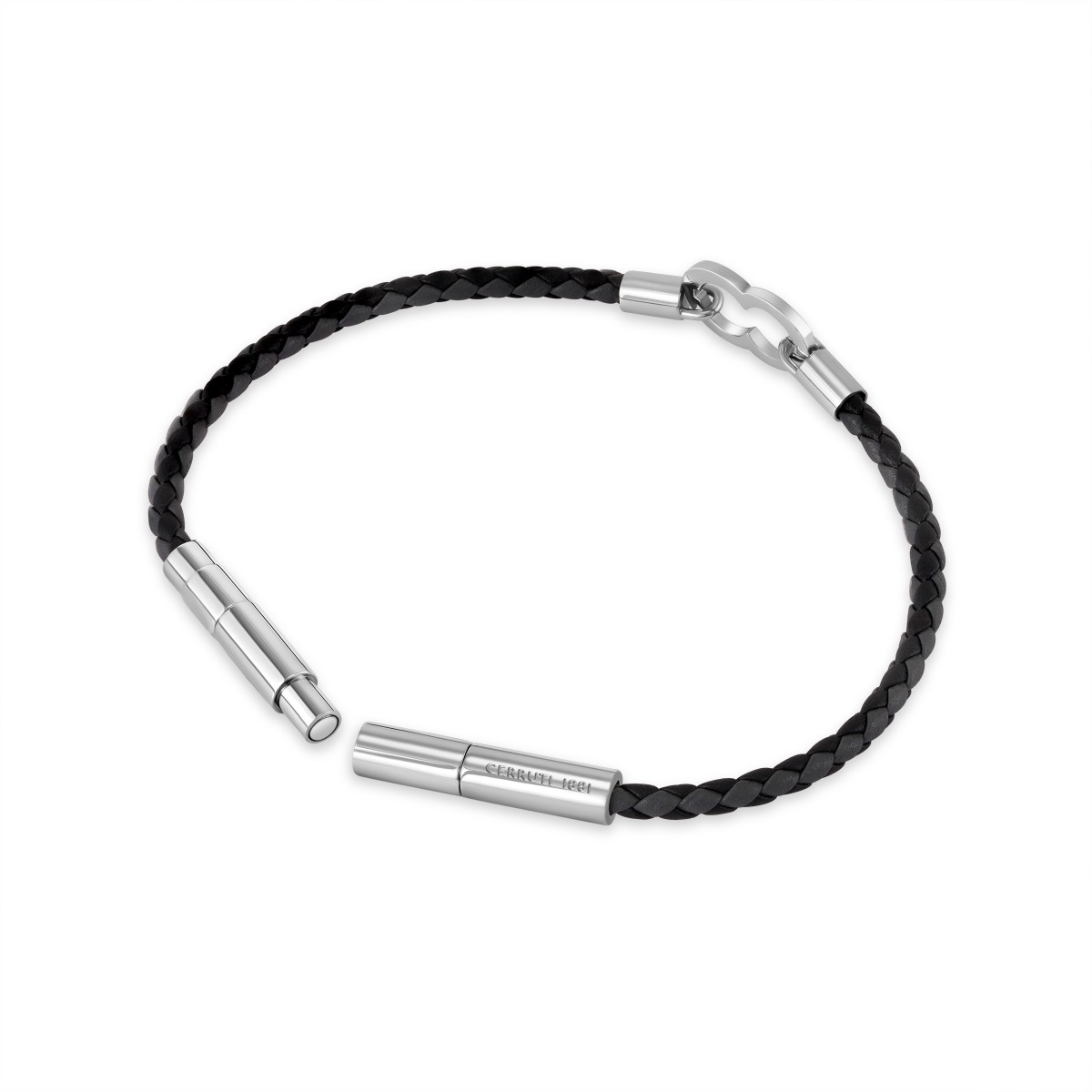 Cerruti 1881 Saverio Men Black and Grey Leather Bracelet