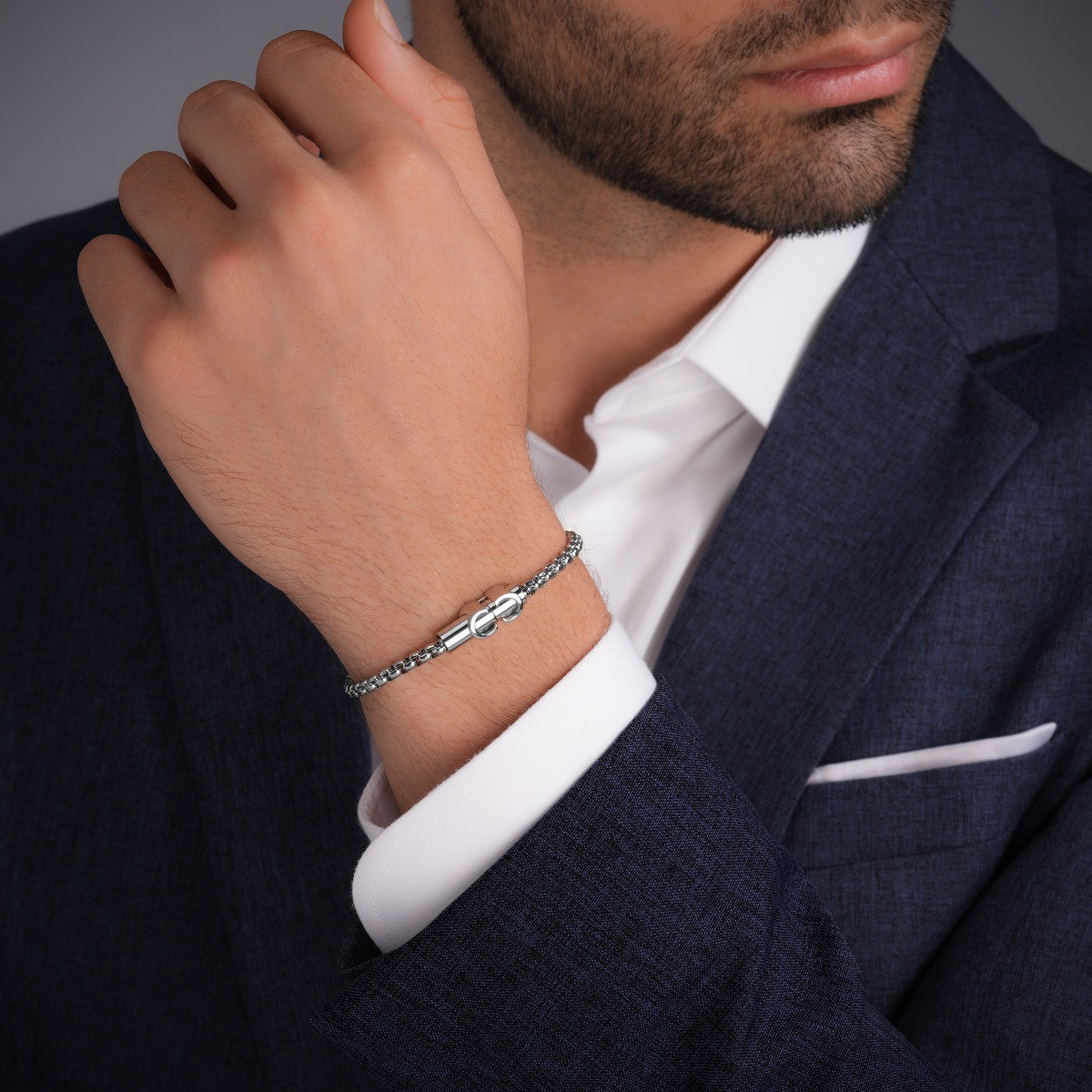 Cerruti 1881 Carlo Men Silver Stainless Steel Bracelet