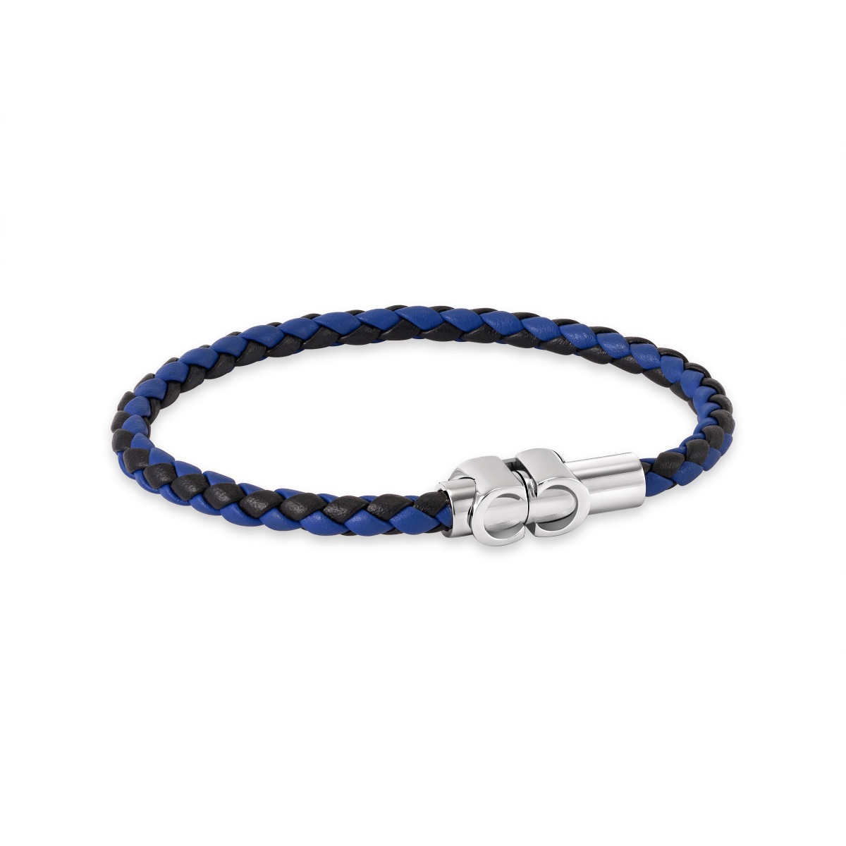 Cerruti 1881 Carlo Men Black and Blue Leather Bracelet