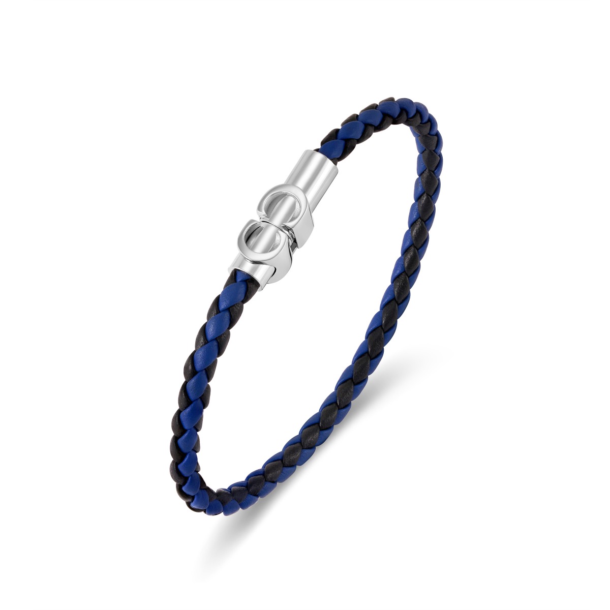 Cerruti 1881 Carlo Men Black and Blue Leather Bracelet