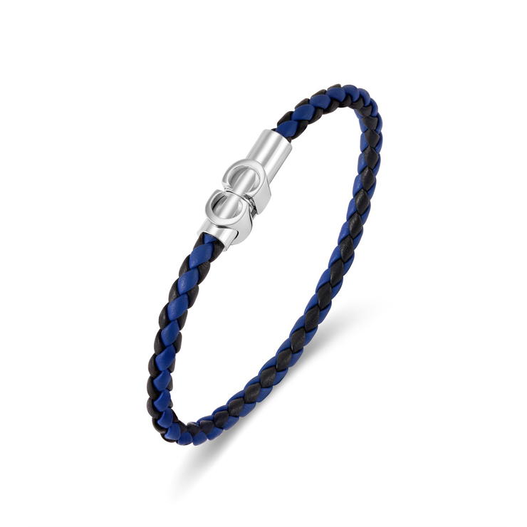 Cerruti 1881 Carlo Men Black and Blue Leather Bracelet