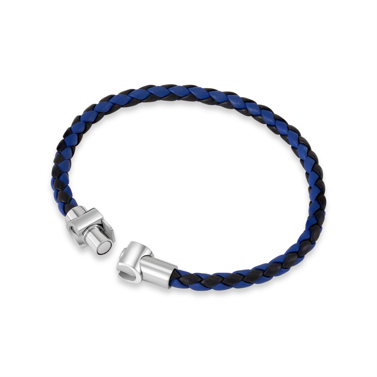 Cerruti 1881 Carlo Men Black and Blue Leather Bracelet