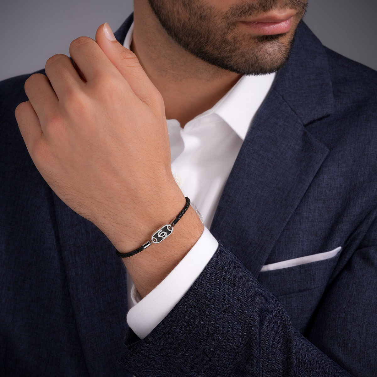 Cerruti 1881 Enrico Men Black Leather Bracelet
