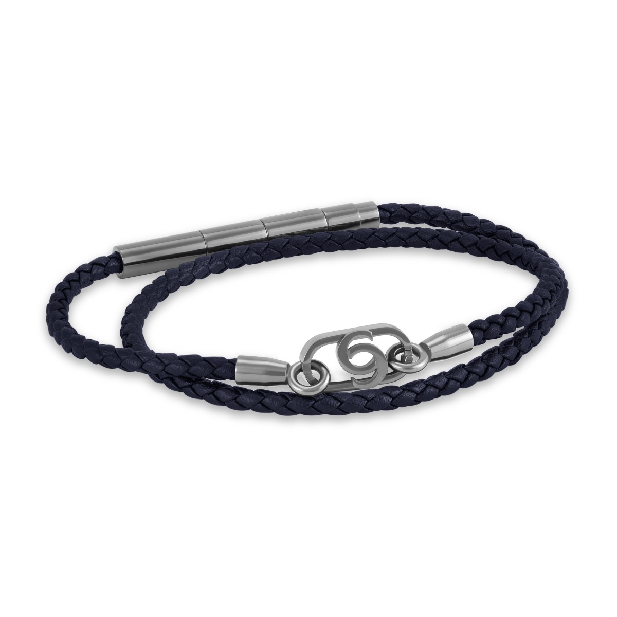 Cerruti 1881 Filippo Men Navy Blue Leather Bracelet