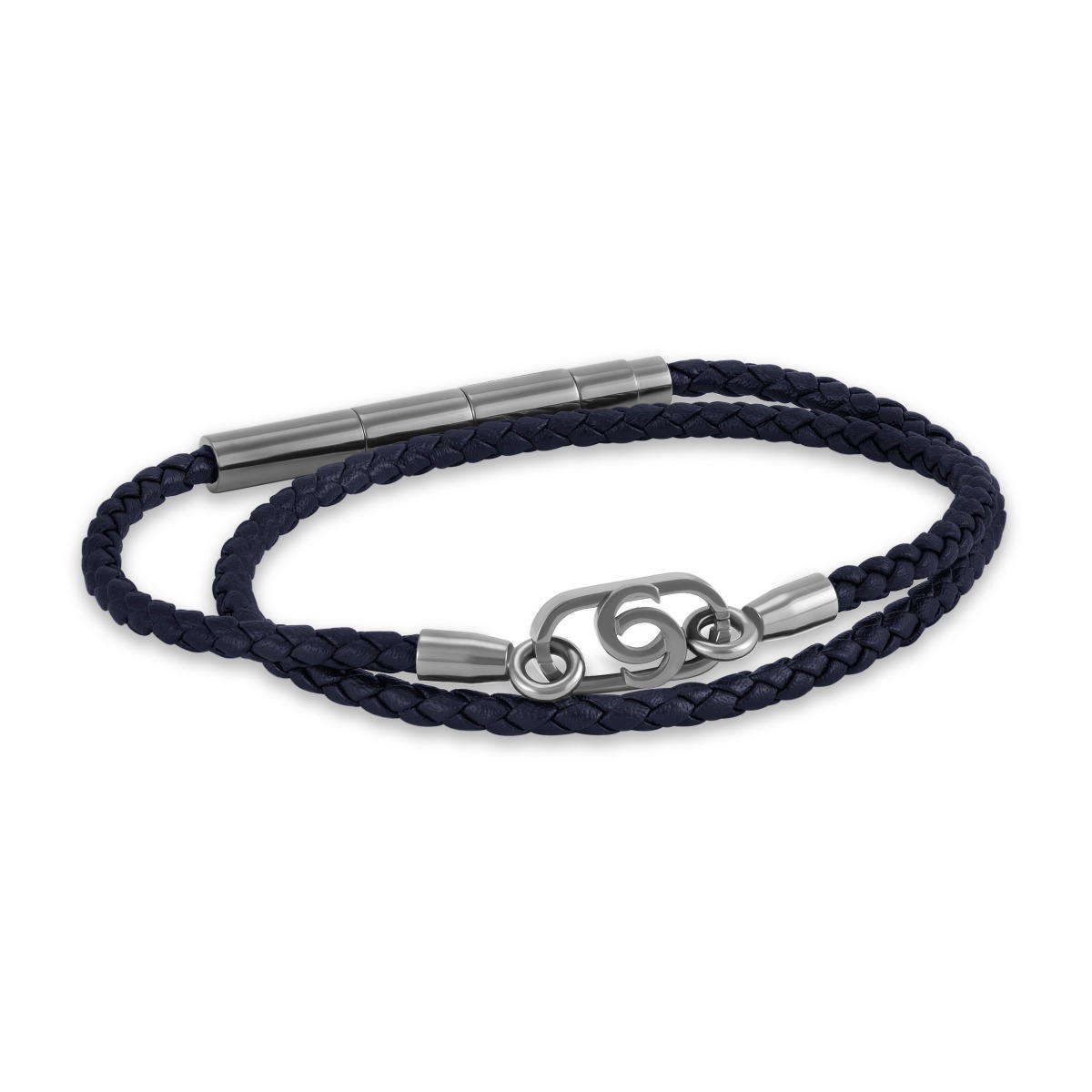 Cerruti 1881 Filippo Men Navy Blue Leather Bracelet