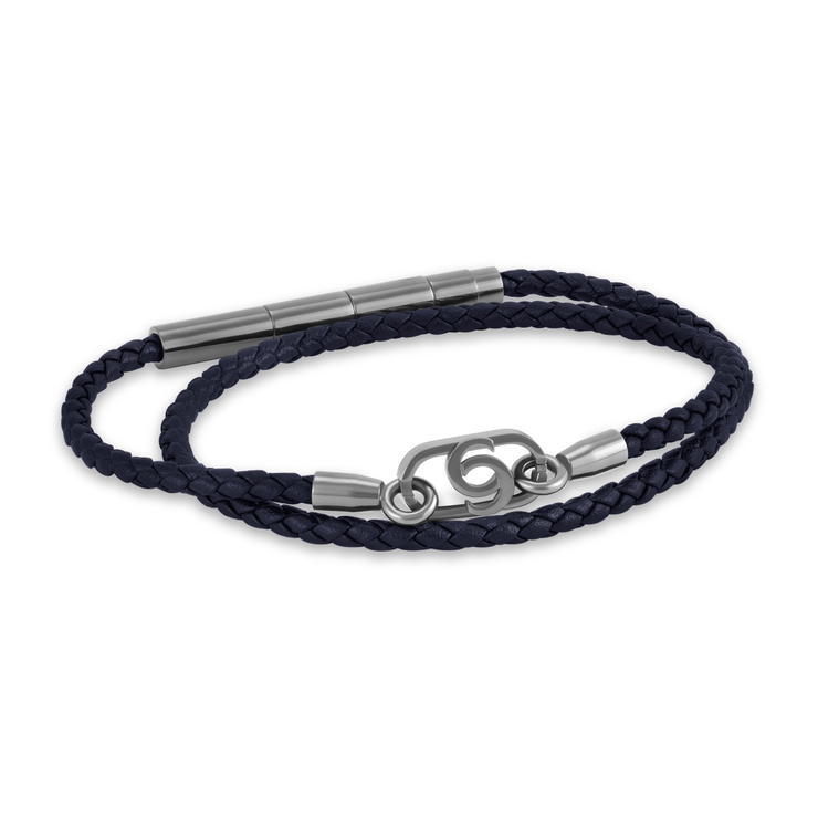 Cerruti 1881 Filippo Men Navy Blue Leather Bracelet