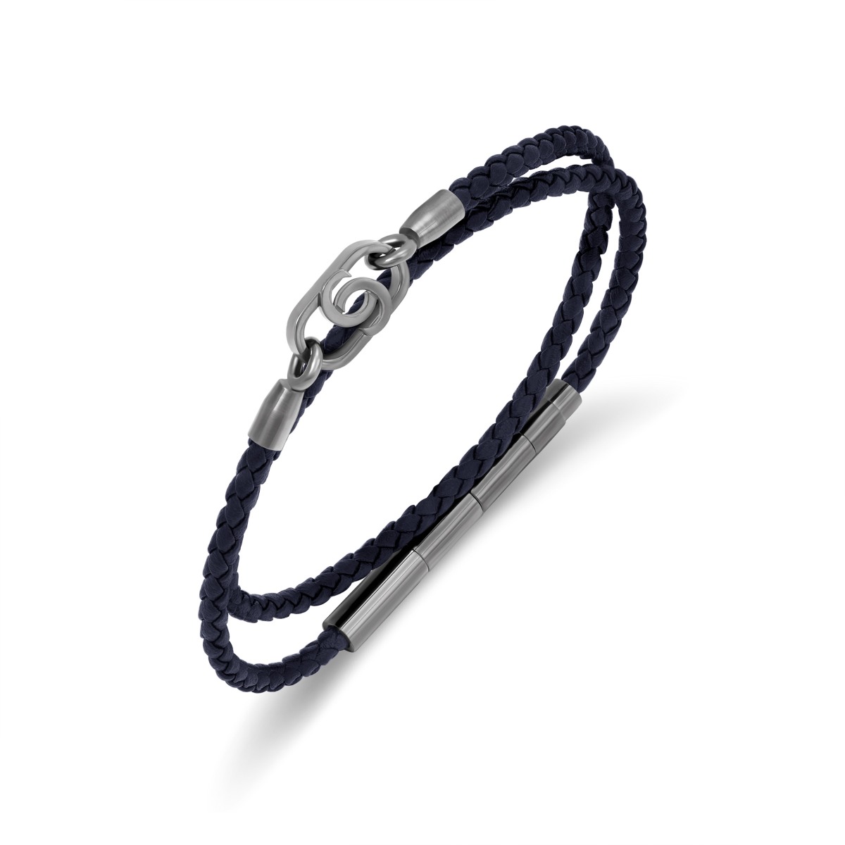 Cerruti 1881 Filippo Men Navy Blue Leather Bracelet