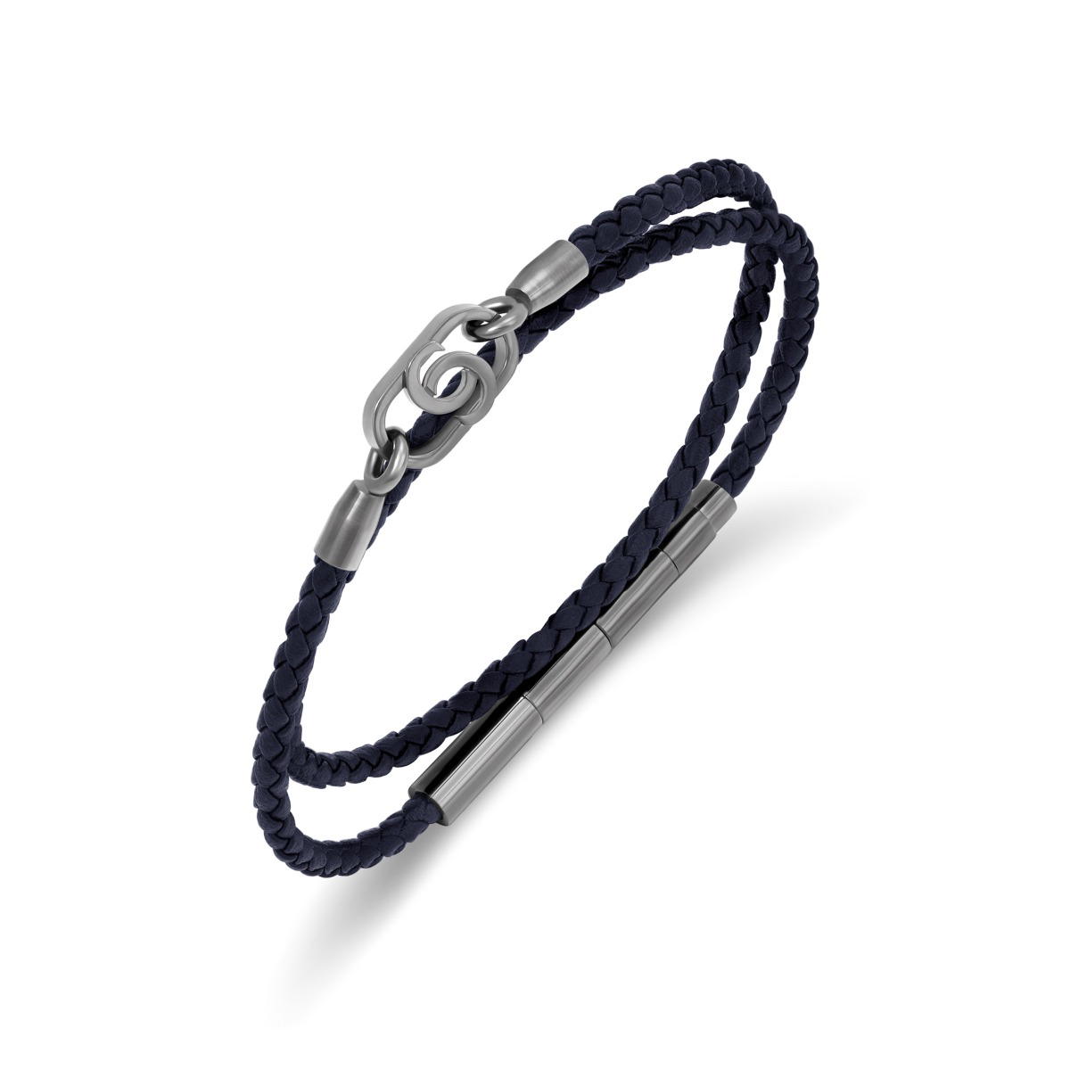 Cerruti 1881 Filippo Men Navy Blue Leather Bracelet