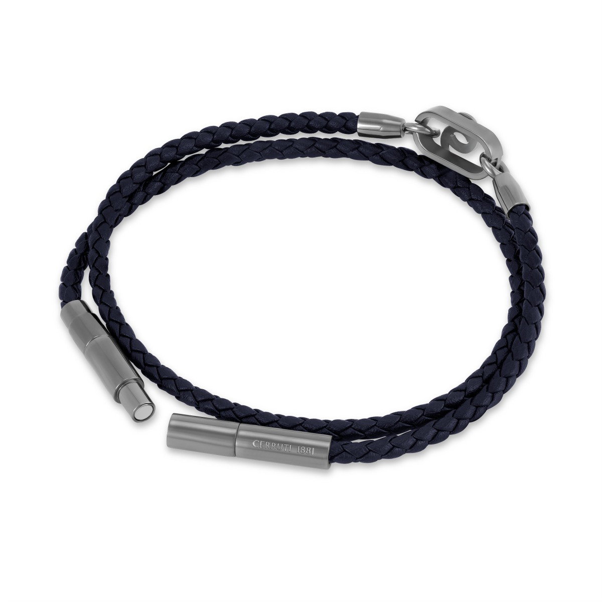 Cerruti 1881 Filippo Men Navy Blue Leather Bracelet