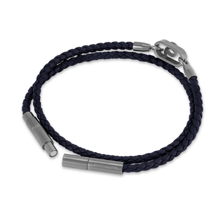 Cerruti 1881 Filippo Men Navy Blue Leather Bracelet
