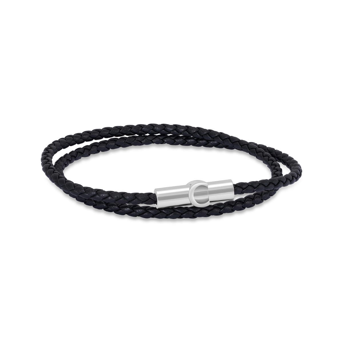 Cerruti 1881 Umberto Black Braided Leather Bracelet for Men