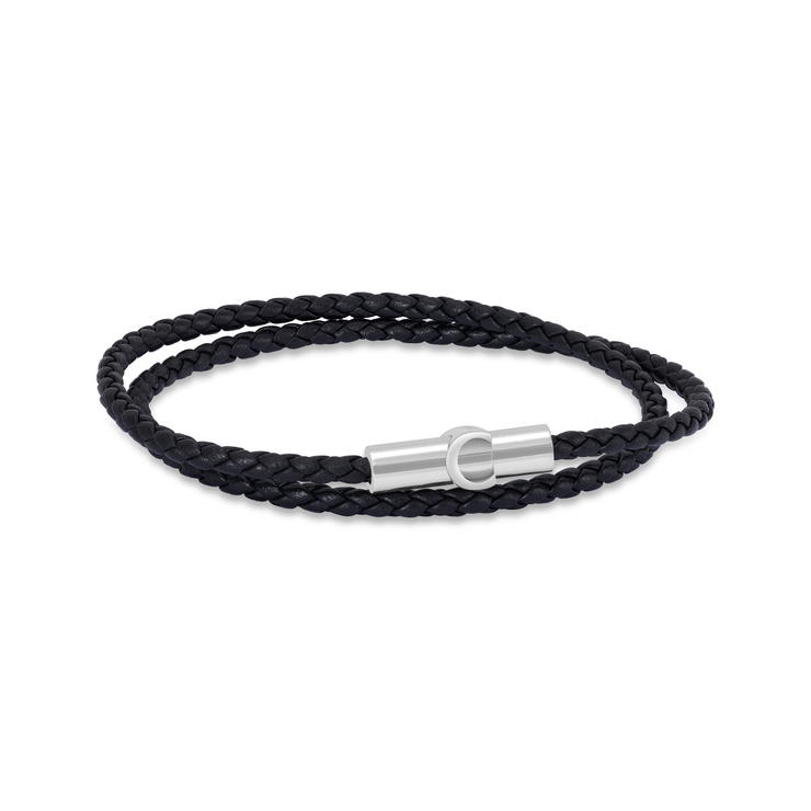 Cerruti 1881 Umberto Black Braided Leather Bracelet for Men