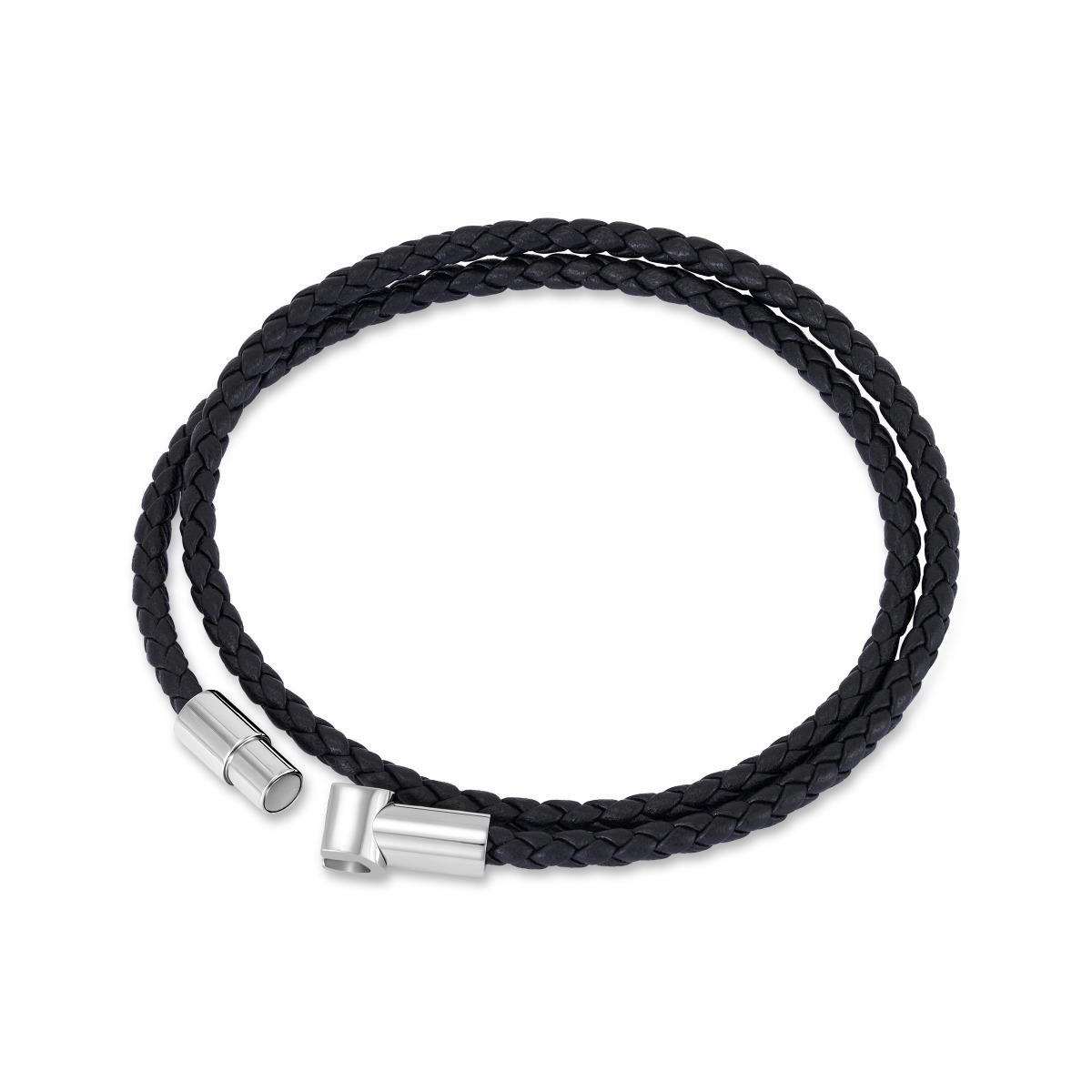 Cerruti 1881 Umberto Black Braided Leather Bracelet for Men