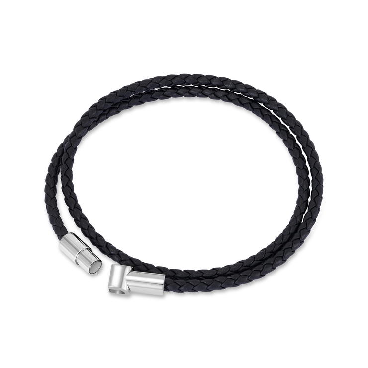 Cerruti 1881 Umberto Black Braided Leather Bracelet for Men