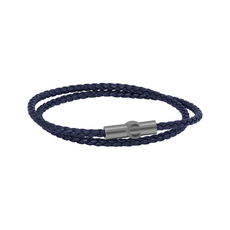 Cerruti 1881 Umberto Blue Braided Leather Bracelet for Men