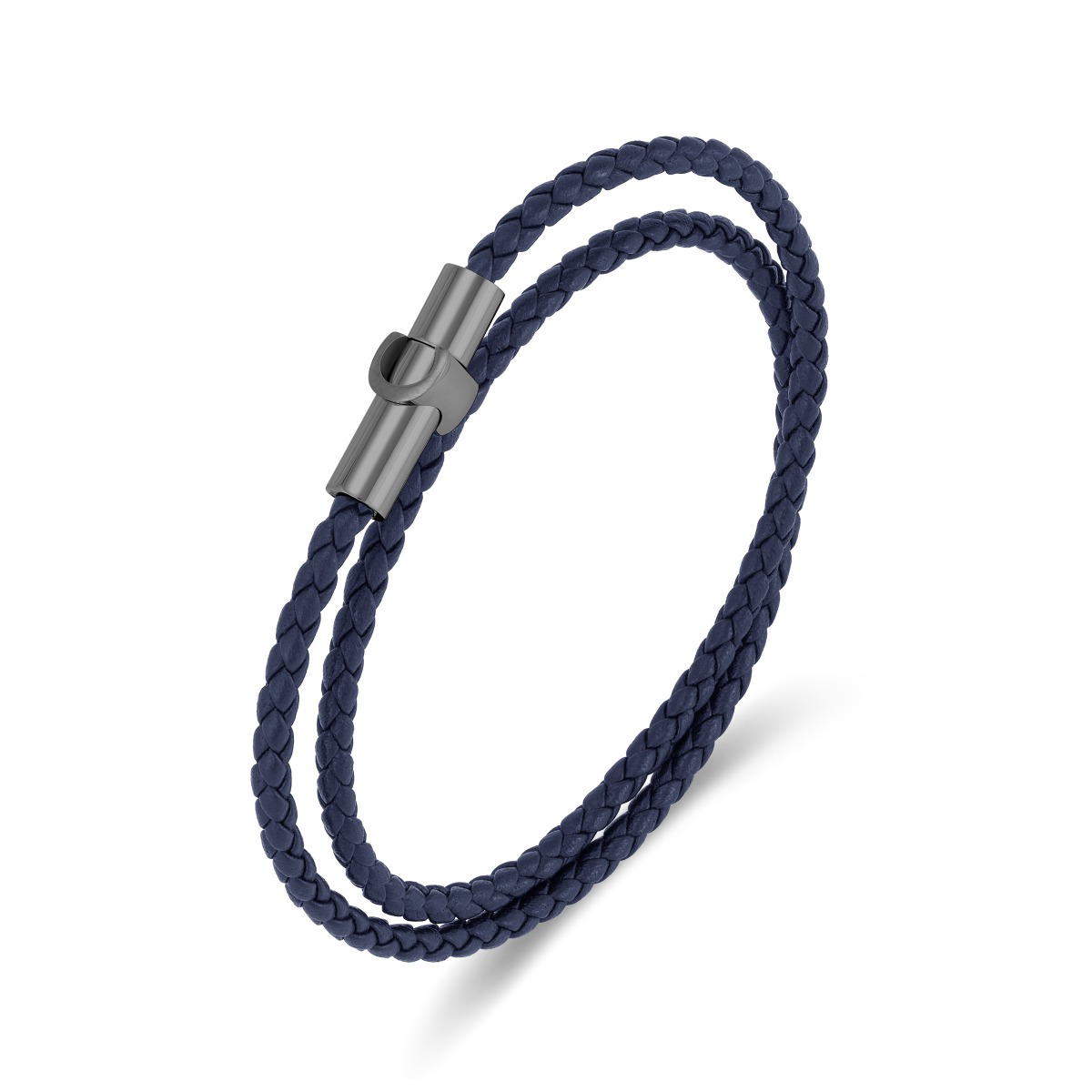 Cerruti 1881 Umberto Blue Braided Leather Bracelet for Men