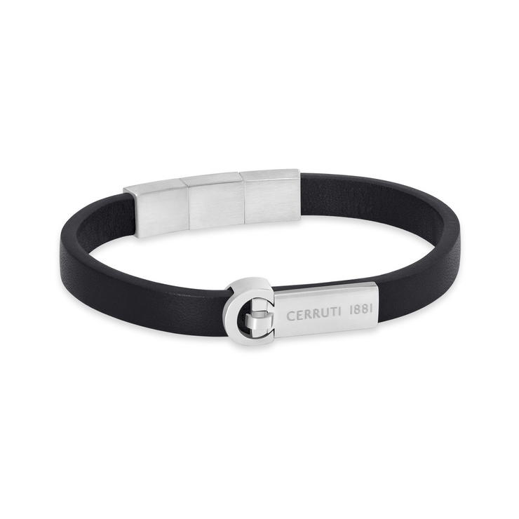 Cerruti 1881 Oscar Black Leather Bracelet for Men