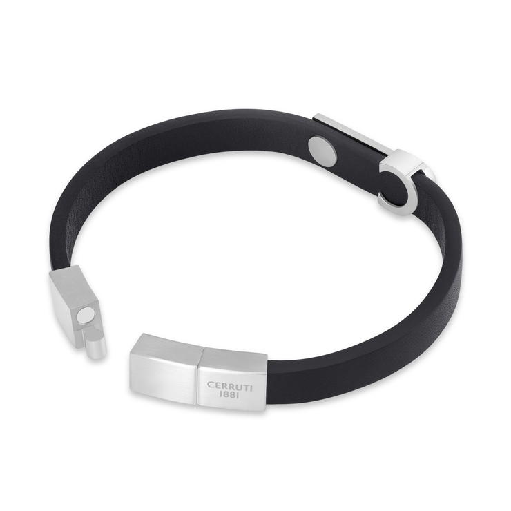 Cerruti 1881 Oscar Black Leather Bracelet for Men