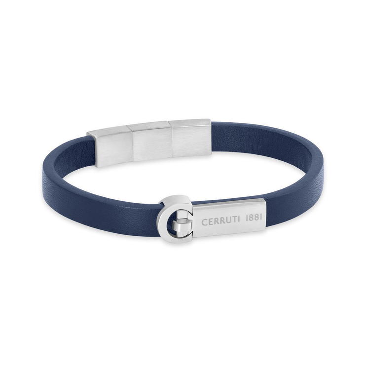 Cerruti 1881 Oscar Blue Leather Bracelet for Men