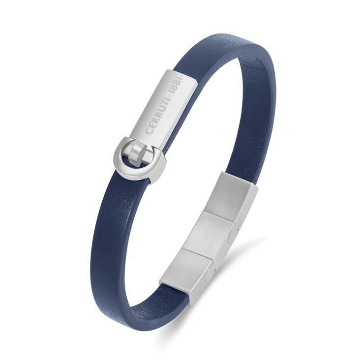 Cerruti 1881 Oscar Blue Leather Bracelet for Men