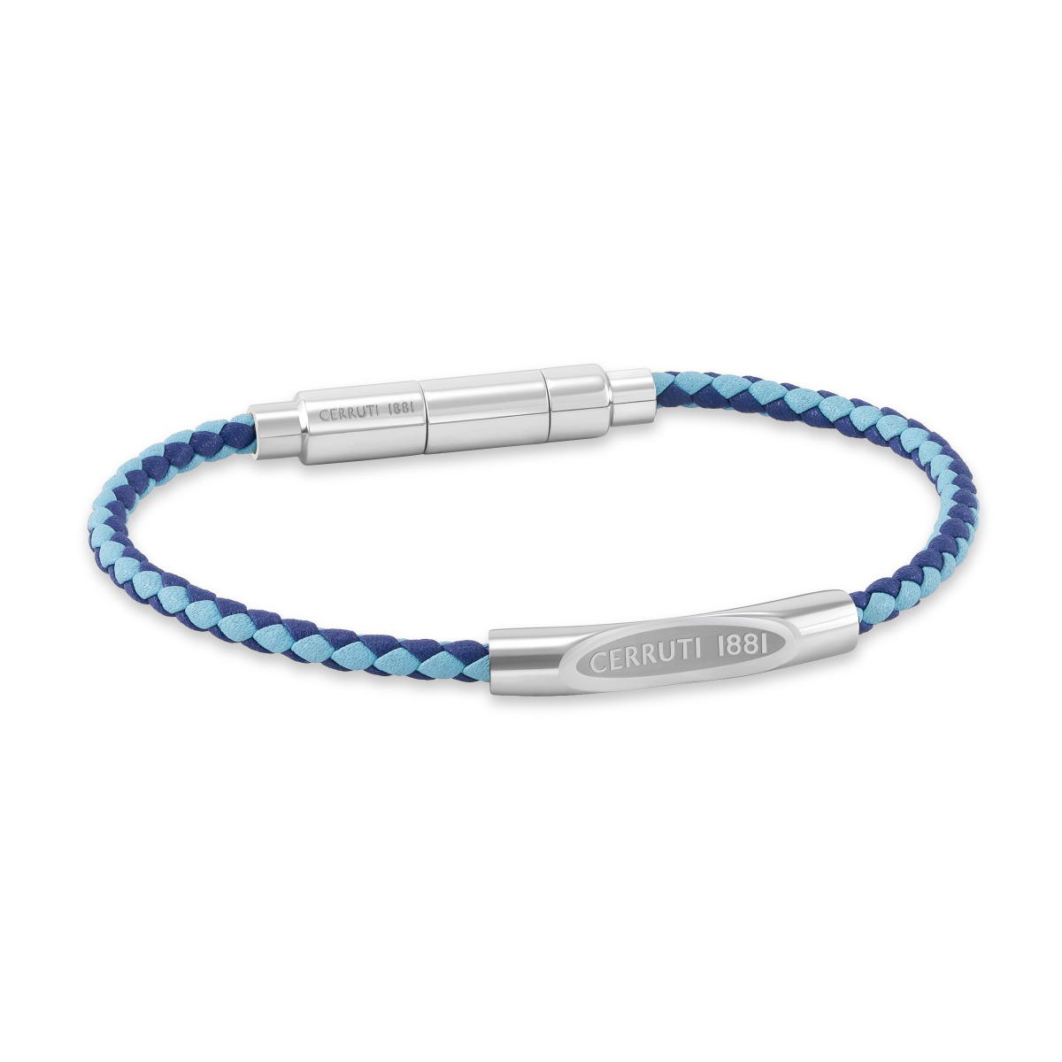 Cerruti 1881 Matteo Blue Braided Leather Bracelet
