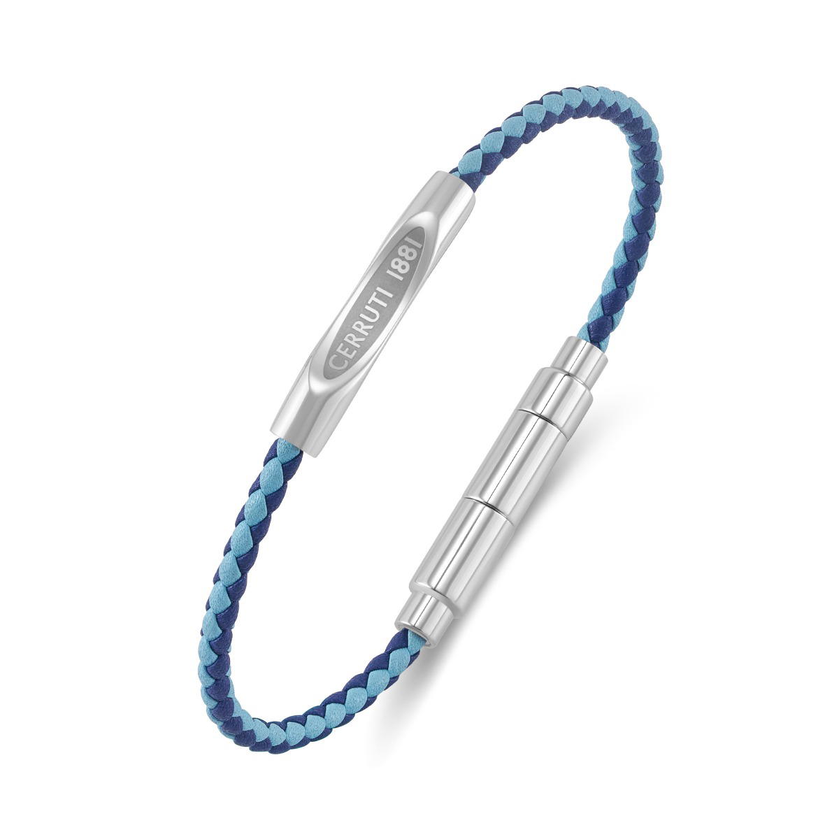 Cerruti 1881 Matteo Blue Braided Leather Bracelet