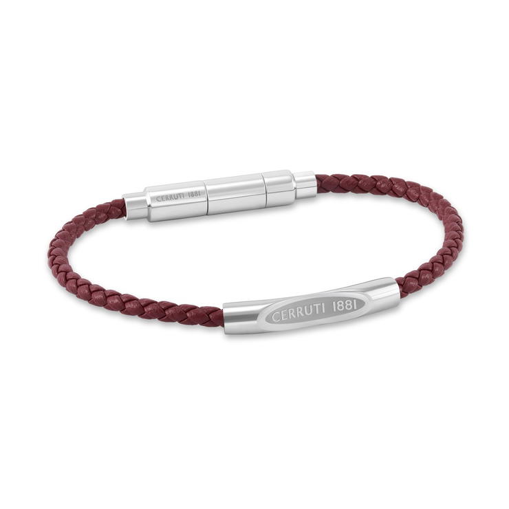 Cerruti 1881 Matteo Burgundy Braided Leather Bracelet