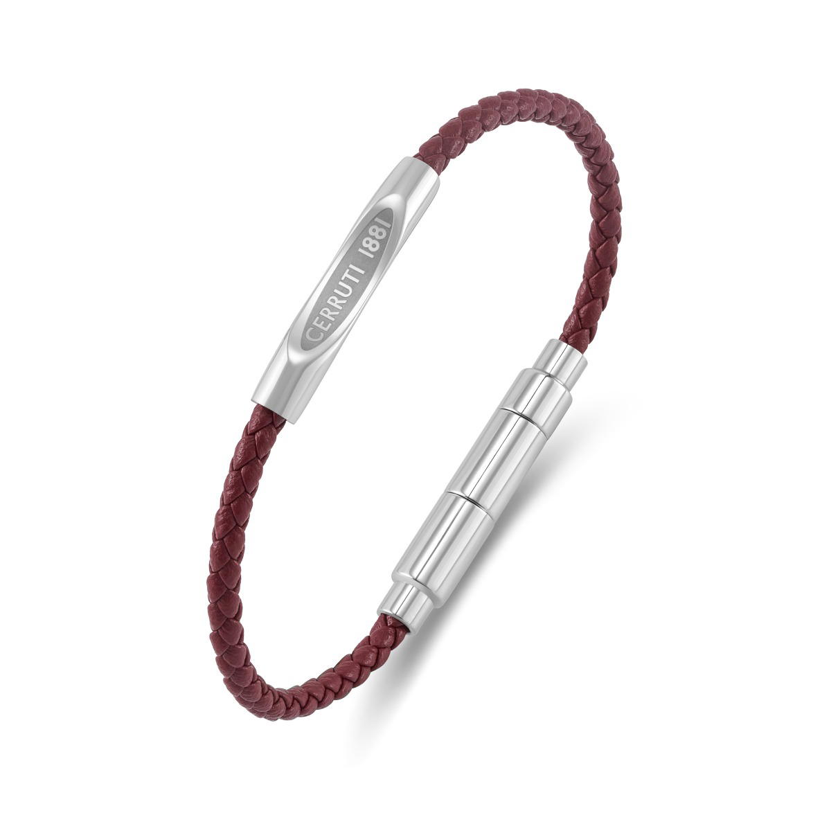 Cerruti 1881 Matteo Burgundy Braided Leather Bracelet
