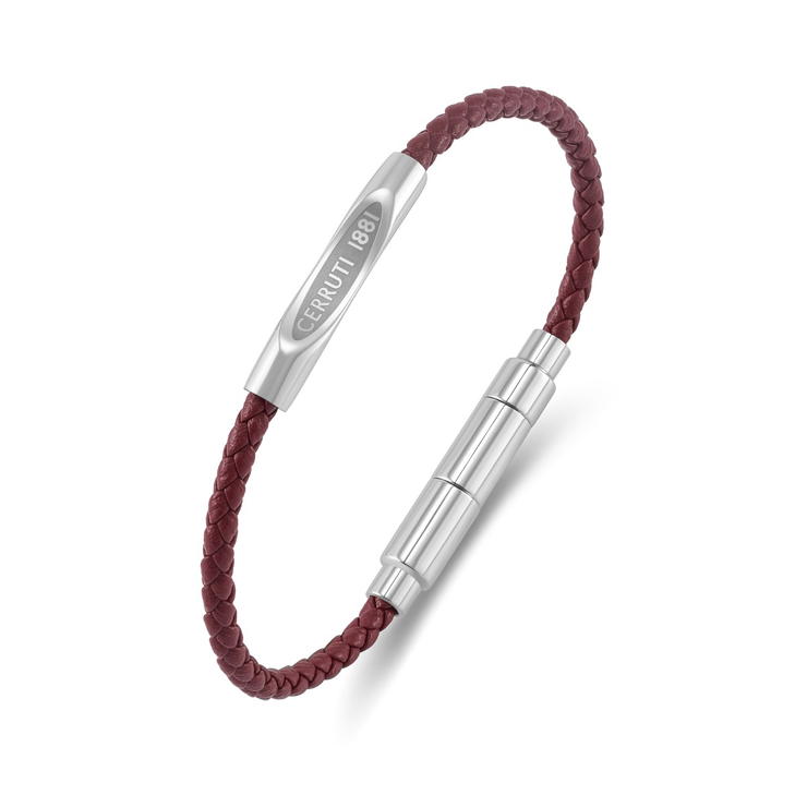 Cerruti 1881 Matteo Burgundy Braided Leather Bracelet