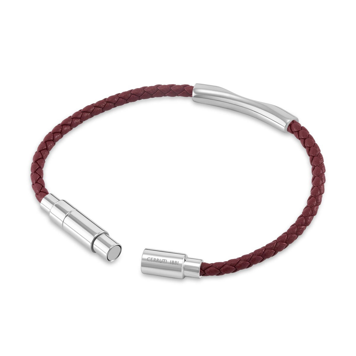 Cerruti 1881 Matteo Burgundy Braided Leather Bracelet