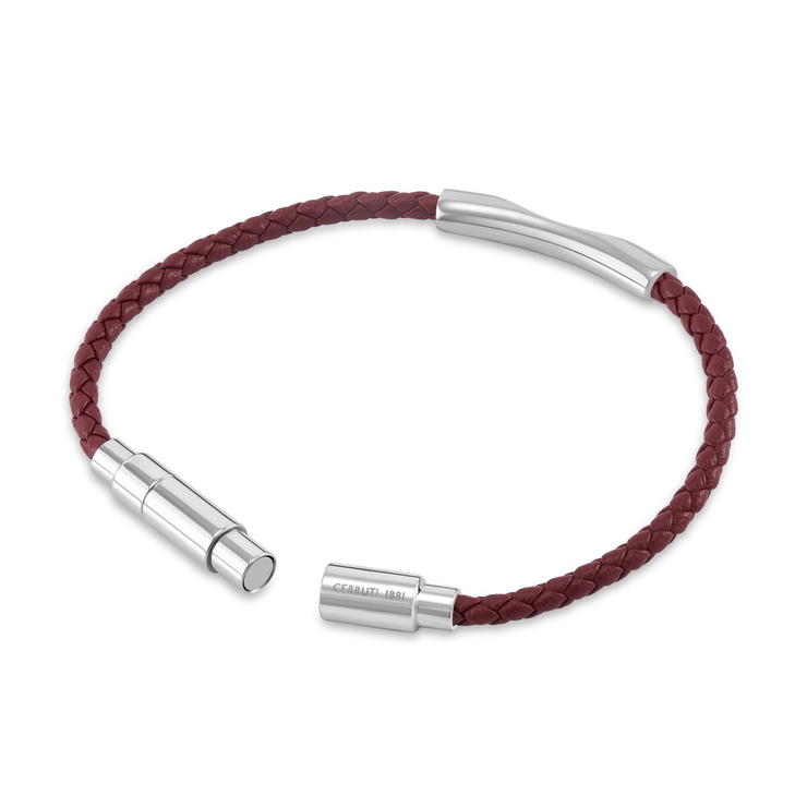 Cerruti 1881 Matteo Burgundy Braided Leather Bracelet
