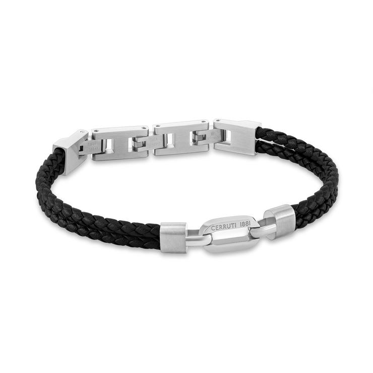Cerruti 1881 Tommaso Black Braided Leather Bracelet for Men