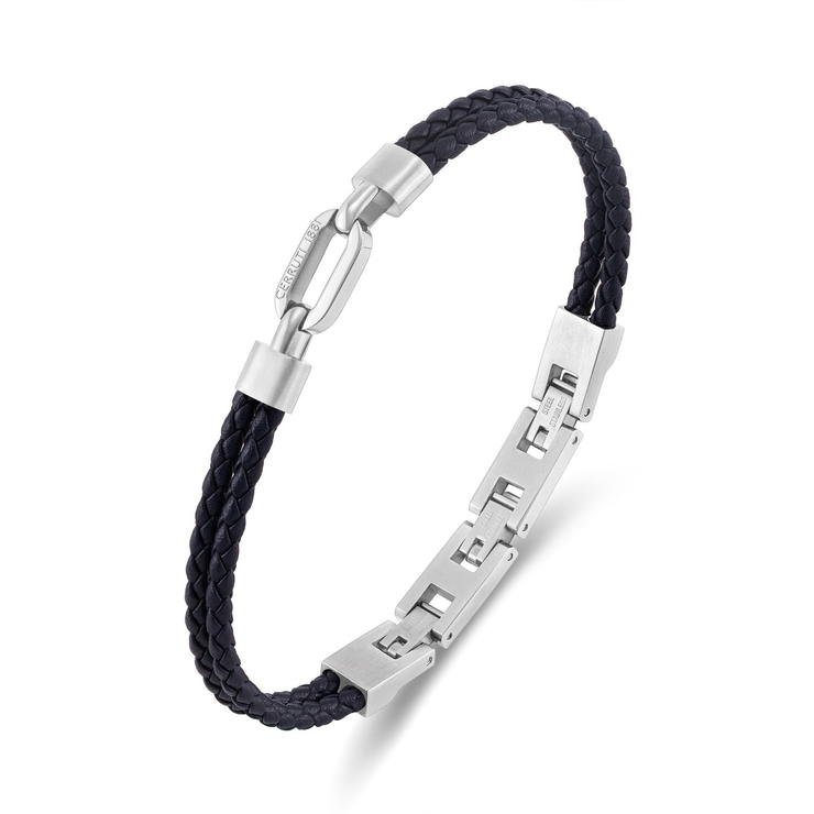 Cerruti 1881 Tommaso Black Braided Leather Bracelet for Men