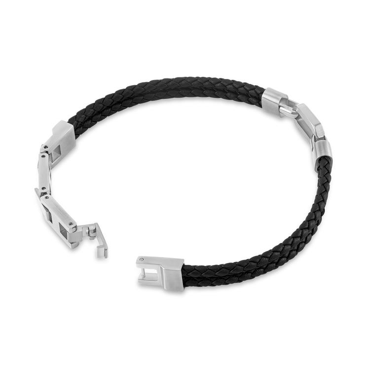 Cerruti 1881 Tommaso Black Braided Leather Bracelet for Men