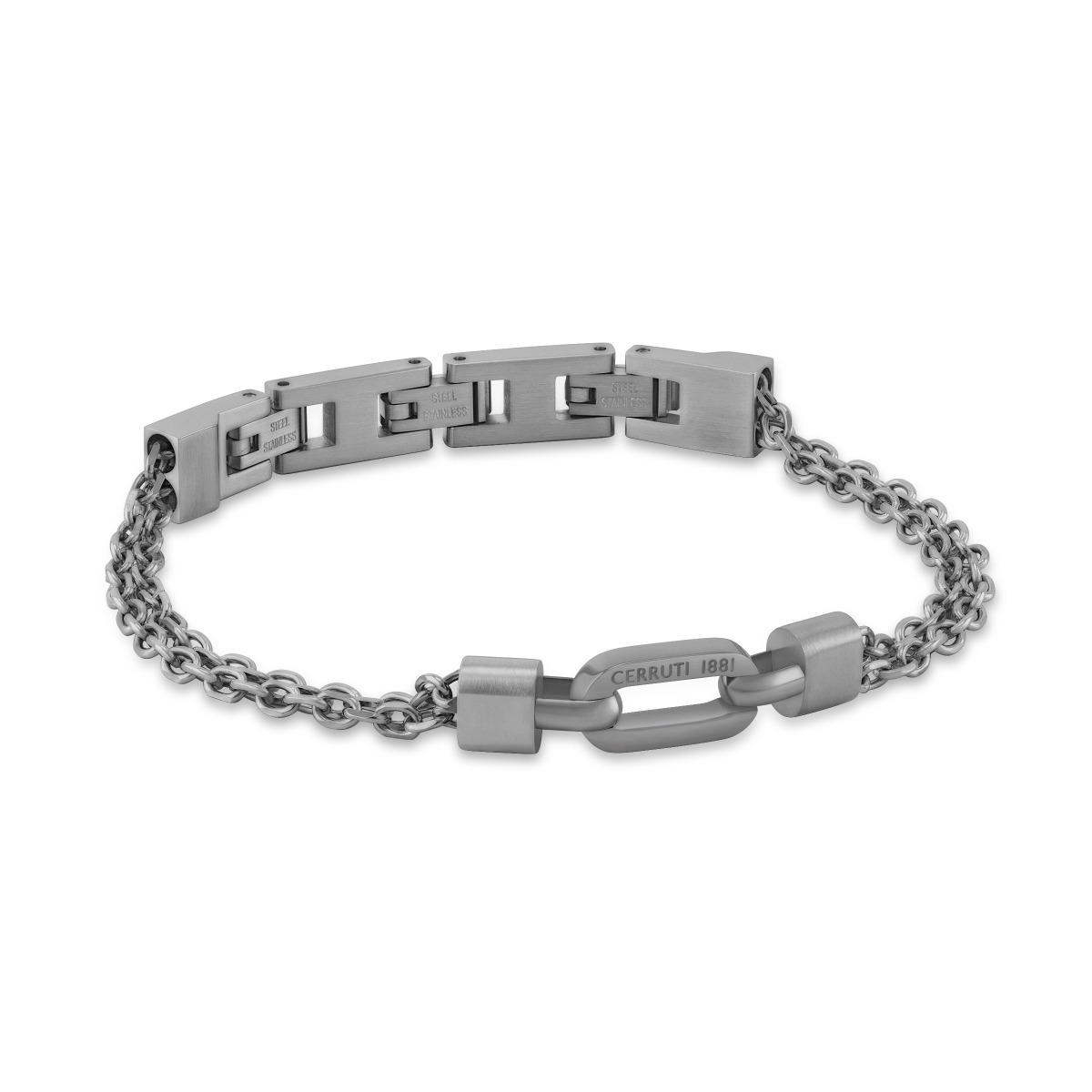 Cerruti 1881 Tommaso Gunmetal Double Chain Bracelet 