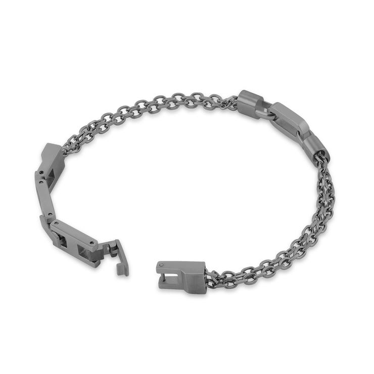 Cerruti 1881 Tommaso Gunmetal Double Chain Bracelet 
