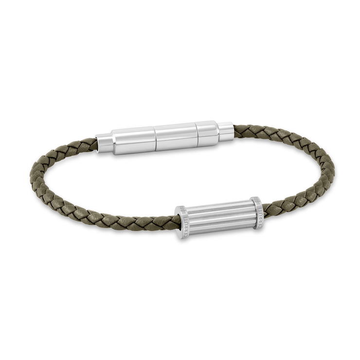 Cerruti 1881 Marcello Men's Olive Green Leather Bracelet