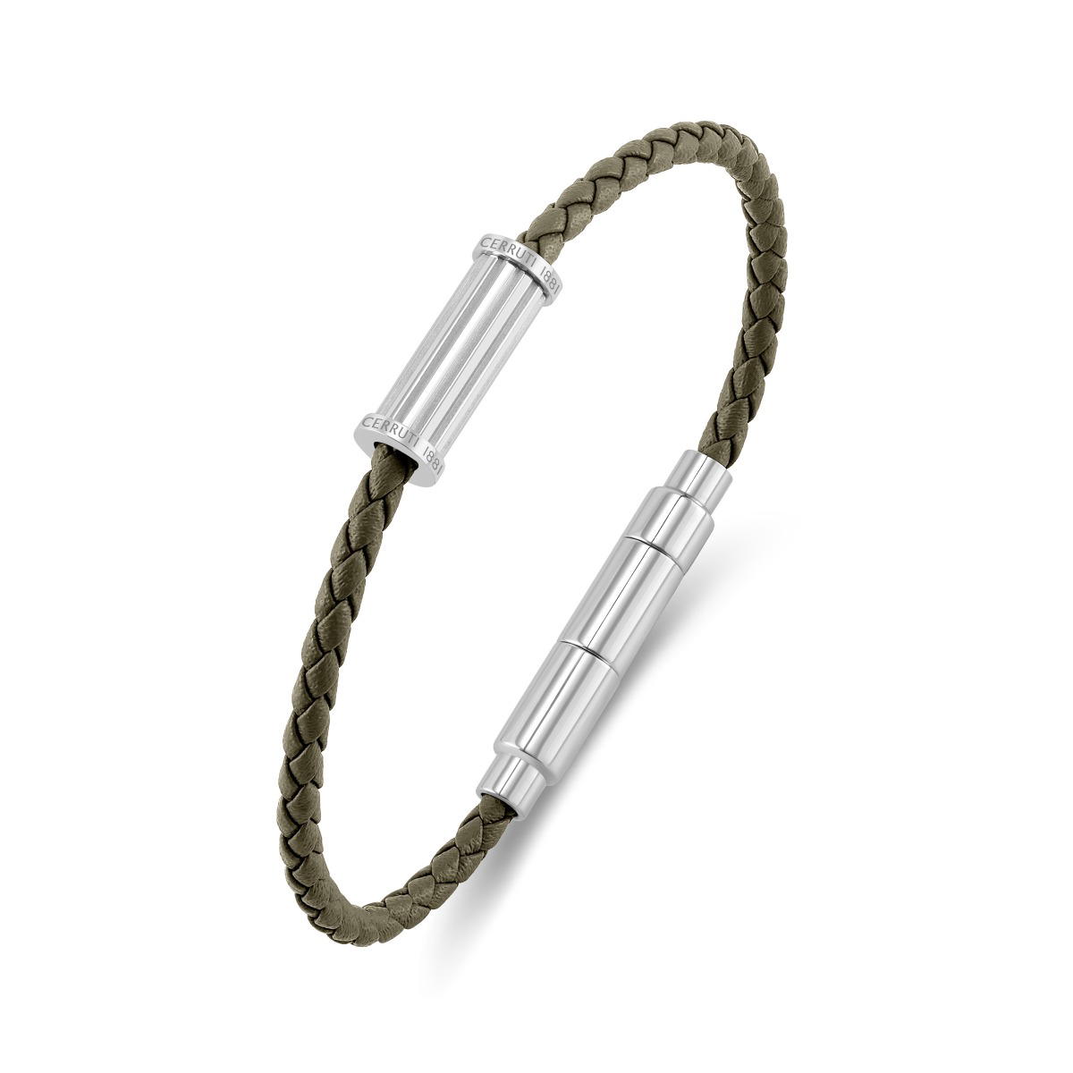 Cerruti 1881 Marcello Men's Olive Green Leather Bracelet