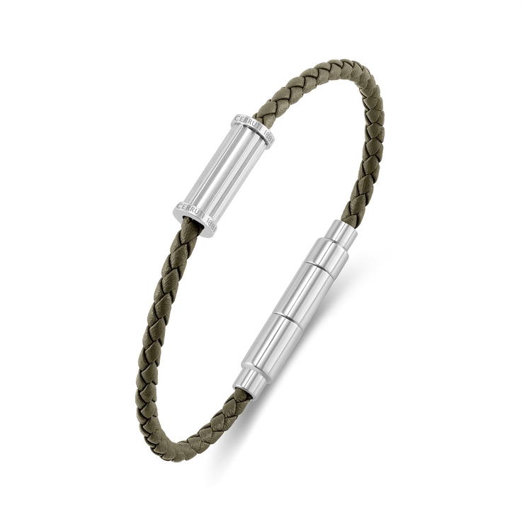 Cerruti 1881 Marcello Men's Olive Green Leather Bracelet