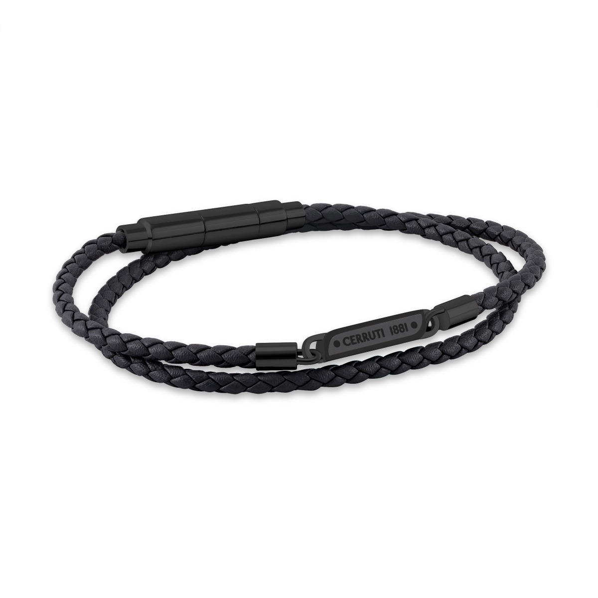 Cerruti 1881 Emiliano Black Braided Leather Bracelet for Men