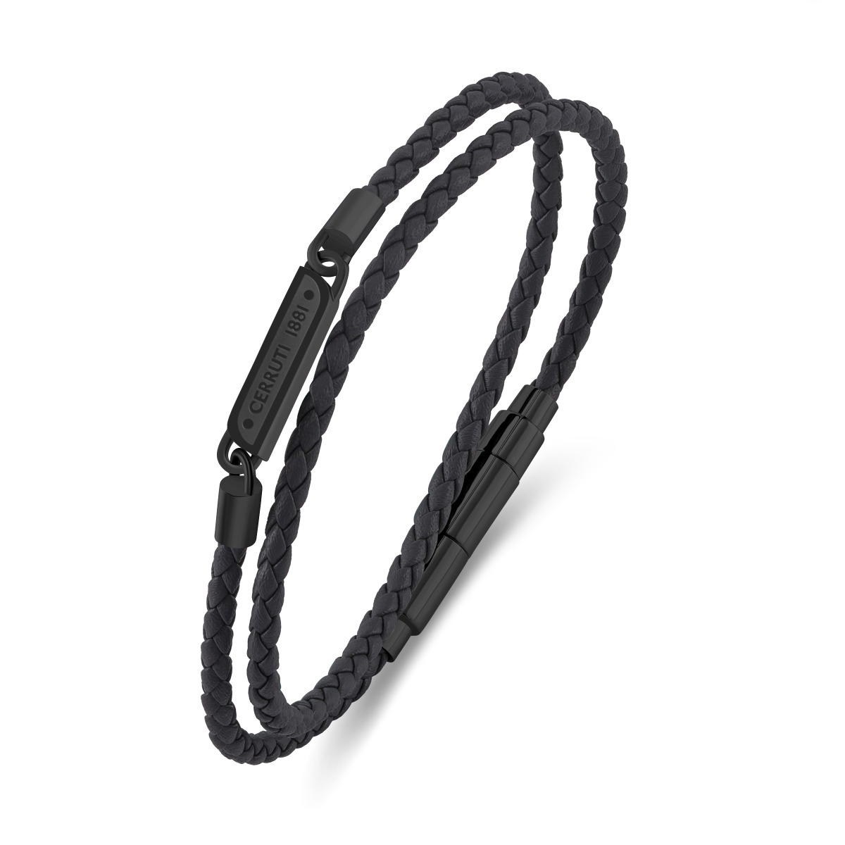 Cerruti 1881 Emiliano Black Braided Leather Bracelet for Men