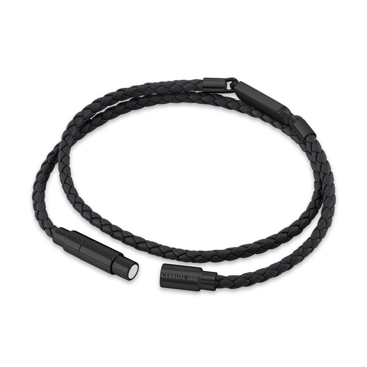 Cerruti 1881 Emiliano Black Braided Leather Bracelet for Men