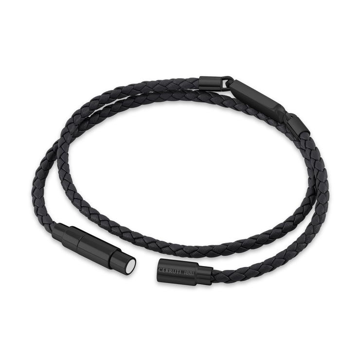 Cerruti 1881 Emiliano Black Braided Leather Bracelet for Men