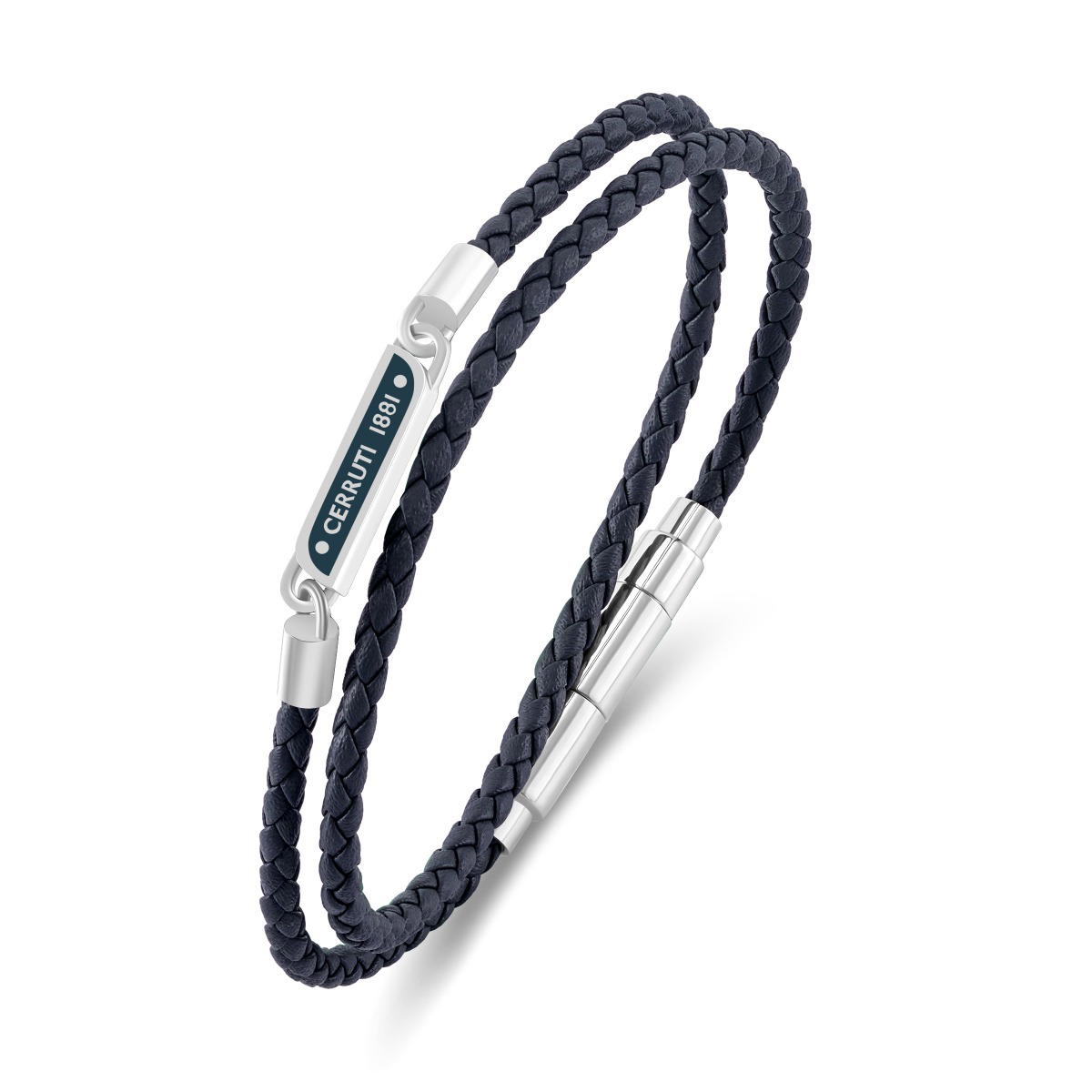 Cerruti 1881 Emiliano Blue Braided Leather Bracelet for Men