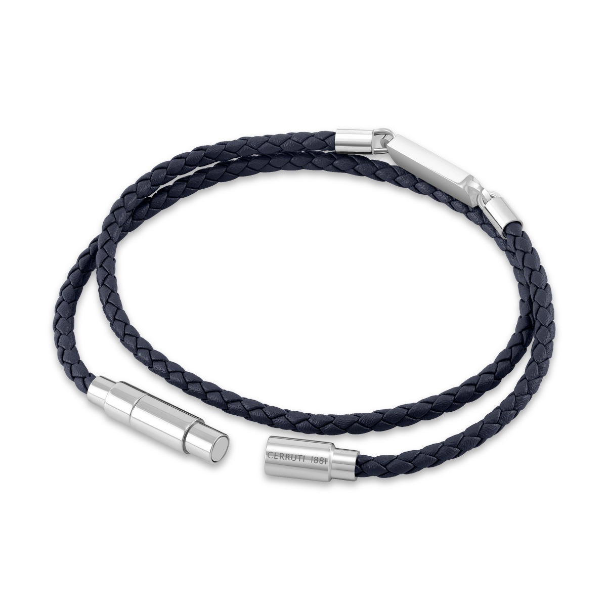 Cerruti 1881 Emiliano Blue Braided Leather Bracelet for Men