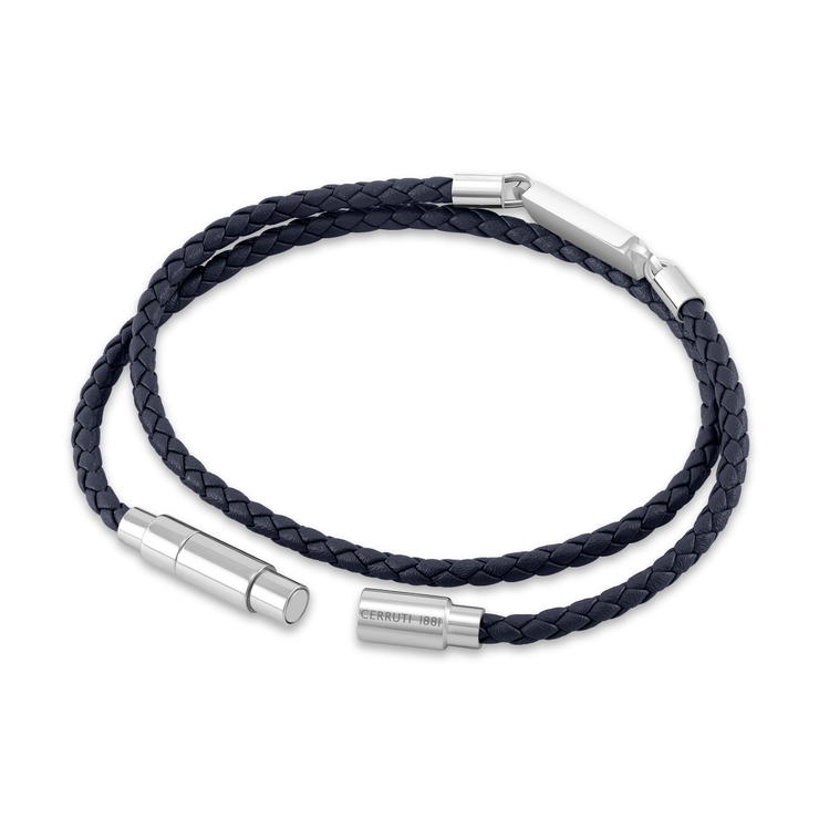 Cerruti 1881 Emiliano Blue Braided Leather Bracelet for Men
