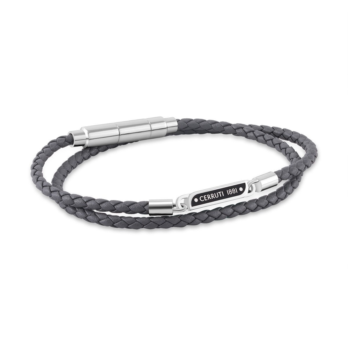 Cerruti 1881 Emiliano Grey Double Braided Leather Bracelet