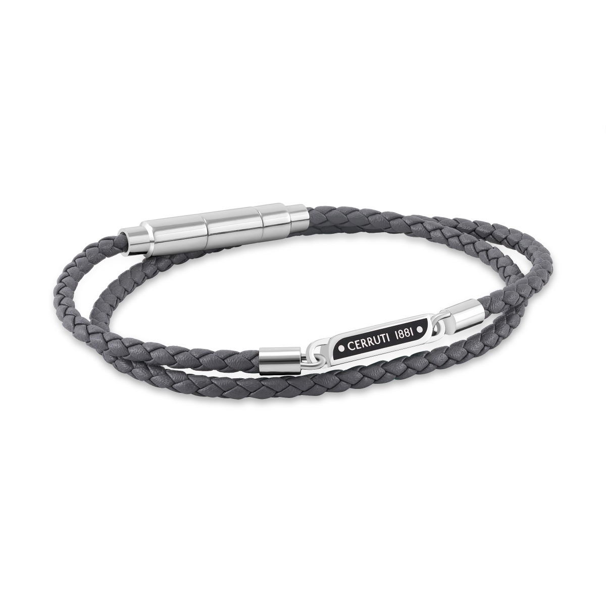 Cerruti 1881 Emiliano Grey Double Braided Leather Bracelet