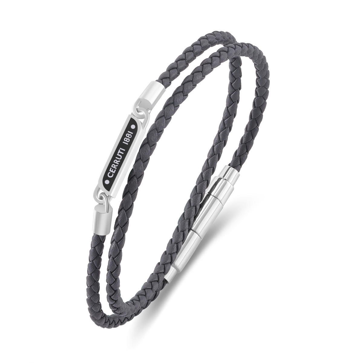 Cerruti 1881 Emiliano Grey Double Braided Leather Bracelet